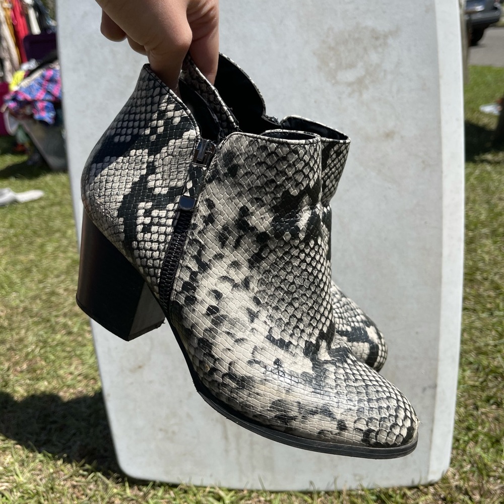 Snakeskin booties